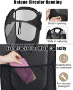 2 Pcs Strong Mesh Pop-up Laundry Hamper, Quality Pop Up Hampers for Laundry with Durable Handles Solid Bottom High Carbon Steel Frame, Easy to Open and Fold Flat for Storage(Black)