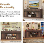 St.Mandyu 70" Large Farmhouse TV Stand for 85/80/75/70 Inch TVs w/4 Drawers,Rustic Tall Media Console w/Sliding Barn Door, Adjustable Shelves,Tall Entertainment Center for Living Room,Brown