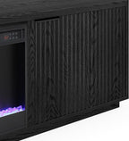 Henn&Hart Rectangular TV Stand with 26" Crystal Fireplace for TV's up to 78" in Black Grain, for Home, Living Room, Bedroom, Entertainment Room, Office