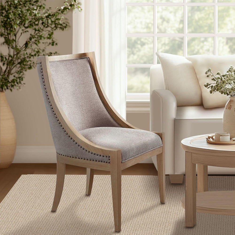 Martha Stewart Farmhouse Dining Room Chair, Recessed Arm Chair for Bedrooms, ...
