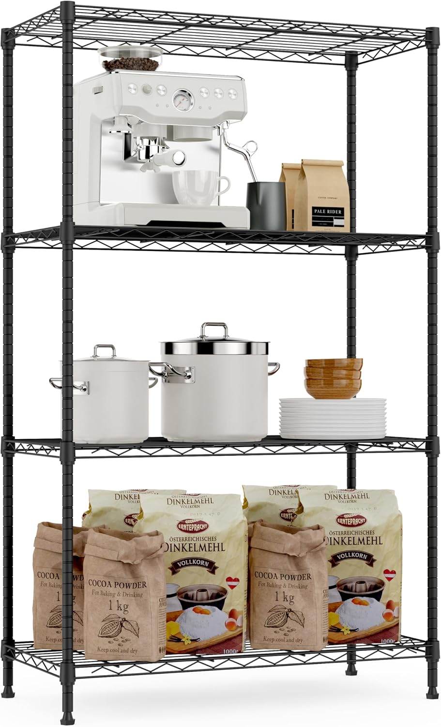 M MZG 1000 lbs Storage Shelving Steel Heavy Duty 4-Tier Utility Shelving Unit...