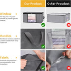 2 Pack Clothes Storage Bags, 90L Large Blanket Storage Bag Comforter Storage Bin with Reinforced Handle and Lid Foldable Closet Organizer and Storage Containers for Bedding Pillows Sheets and Duvet