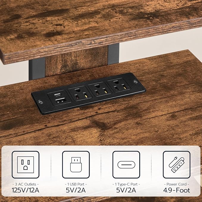 HOOBRO 4-Tier AV Media Stand, Media Console with Charging Station and LED Lig...