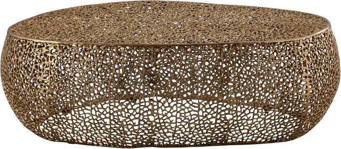 50" Gold Aluminum Oval Coffee Table