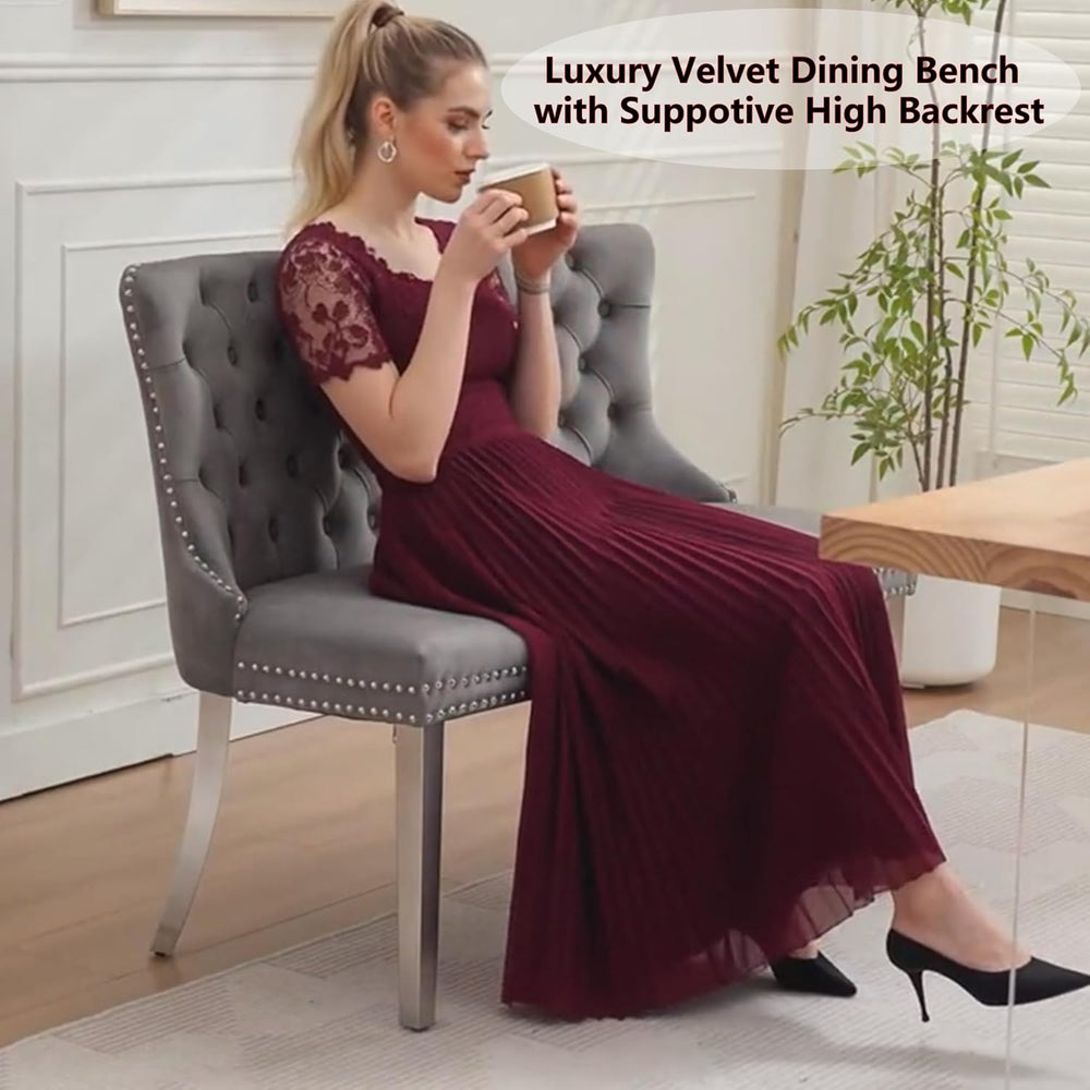 Upholstered Dining Bench with Back Tufted Settee Benches Small Loveseat Sofa ...