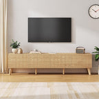 70.9” TV Stand for TVs up to 70,TV Console with Two Storage Compartments, Modern Entertainment Center with 6 Supporting Legs and Grooved Drawer Fronts, TV Stand for Living Room, Bedroom, Natural