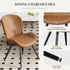 Dining Chairs Set of 6 Modern Fabric Dining Room Chairs Upholstered Dining Chairs with Thick Cushions Metal Legs Armless Back Chair for Kitchen and Living Room Brown