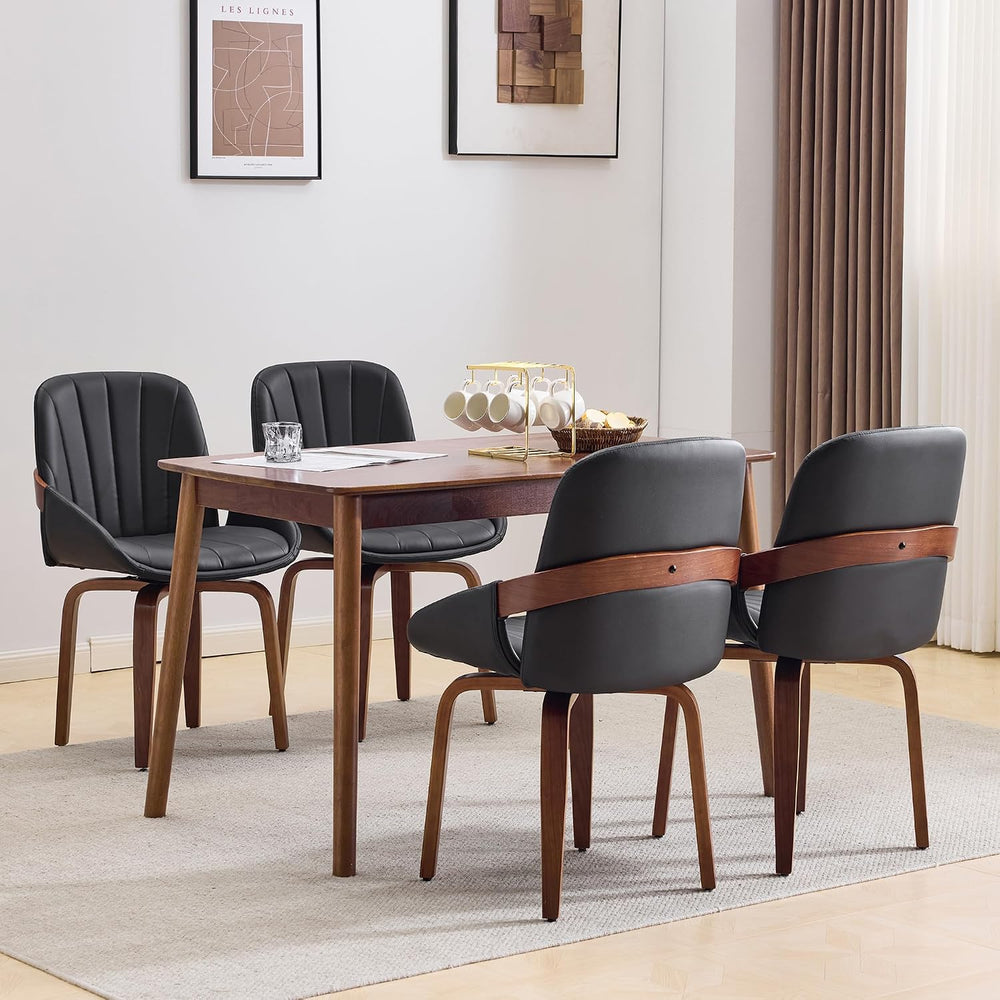 Swivel Dining Chairs Set of 4, Mid Century Modern Swivel Dining Chairs with A...