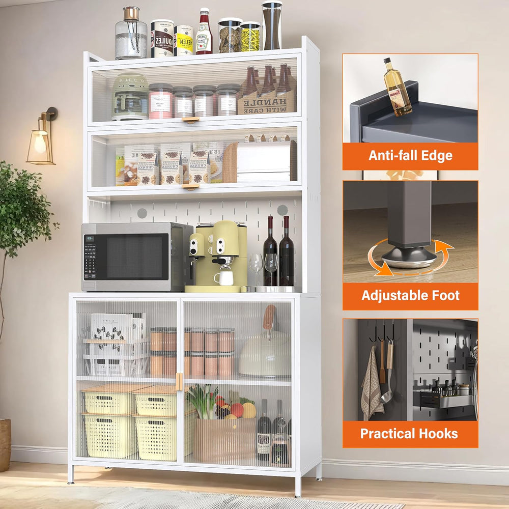 Spaco 73" Tall Kitchen Pantry Cabinet,6 Tiers Food Pantry Cabinet with A...