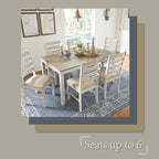 Signature Design by Ashley Skempton Cottage Dining 7 Piece Set – Rectangular Table & 6 Upholstered Chairs | Coastal Chic Meets Farmhouse, Whitewash