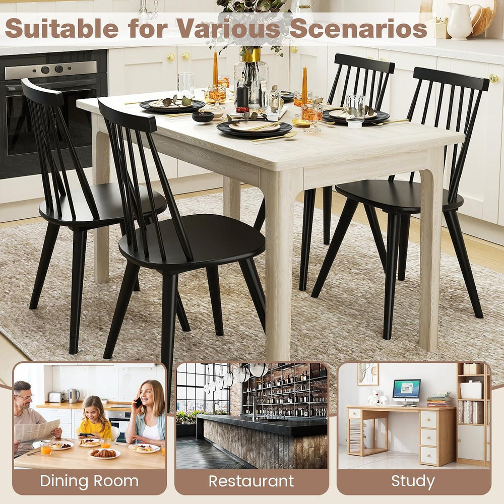 GOFLAME Windsor Dining Chairs Set of 2, Farmhouse Kitchen Chairs with Rubber ...