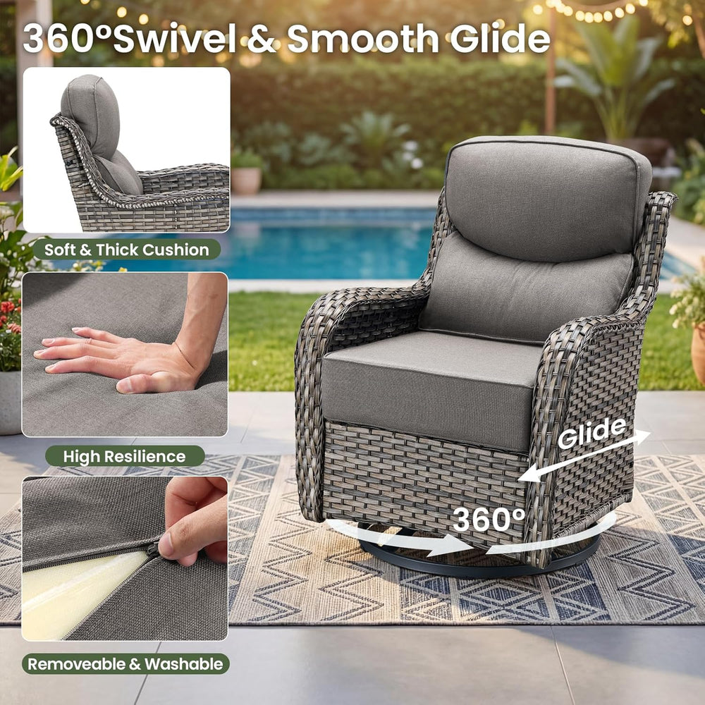 Luxury Patio Furniture Set with 6-inch Thick Cushion, Outdoor Furniture with ...