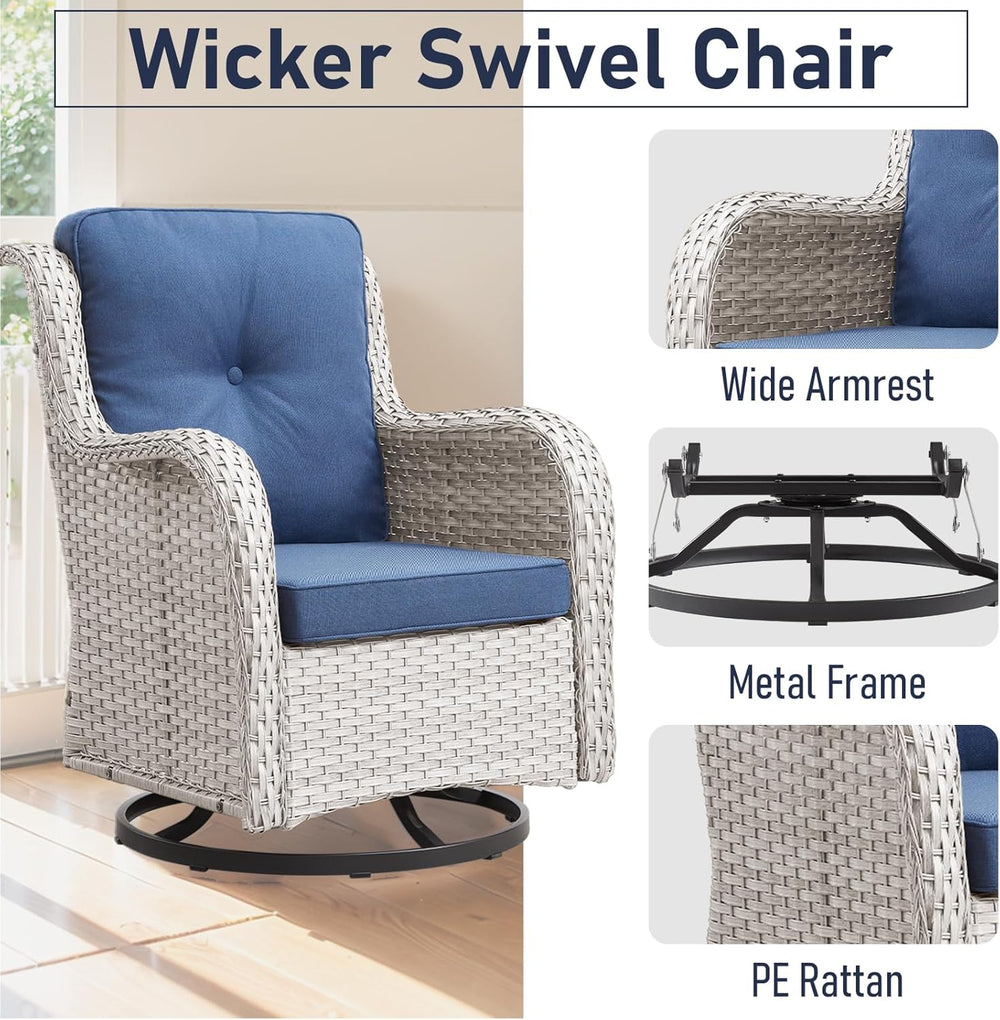 Outdoor Furniture：11 PCS Patio Furniture Set, Outdoor Furniture Set with Swiv...