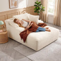 50" Chaise Lounge Chair Indoor, Oversized Boneless Cloud Couch Chair with 3 Pillows, Deep Seat Sleeper Chairs, Reading Chair for Living Room, Bed Room, No Assembly Required, Beige