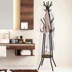 Simple Houseware Standing Coat Hat Hanger Organizer Tree Shaped Rack with Shelf for Entryway, Bedroom, and Hallway, 20 Hooks, Rustic Brown