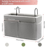 Bedside Caddy Hanging Storage with Water Bottle Holder for Bunk Bed, Hospital Bed, Dorm Rooms (Grey)