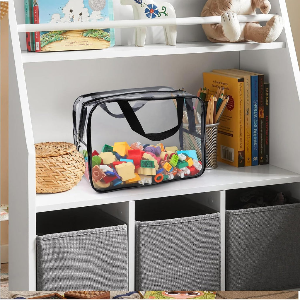 8 Packs Large Toy Storage Bags, Reusable Clear PVC Board Game Storage, Toy Storage Organizer Bags with Zipper for Building Blocks, Puzzle and Handmade Accessories, Clear Toiletry Bag