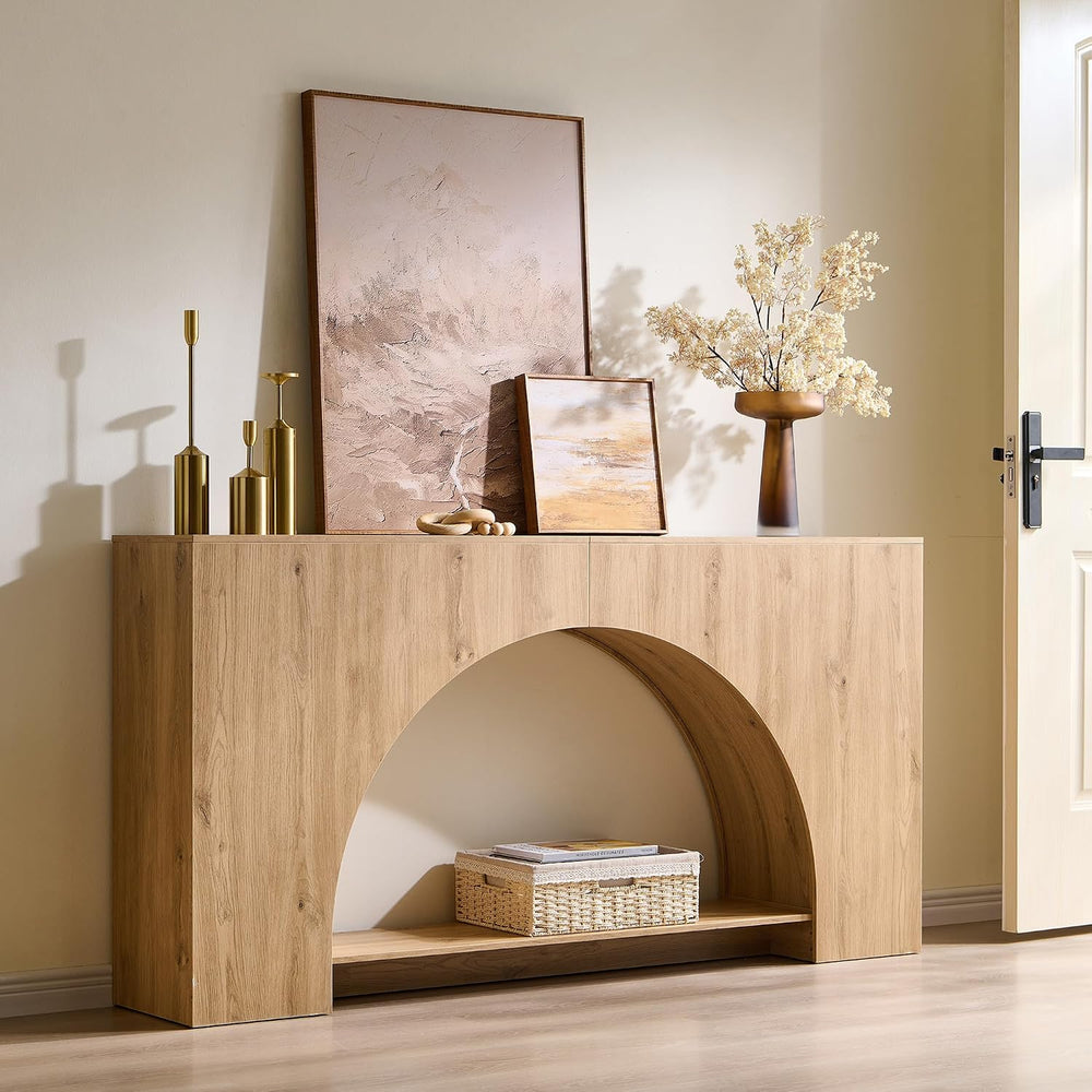 IFGET 63" Arched Console Table, 2-Tier Modern Entryway Table with Arched...