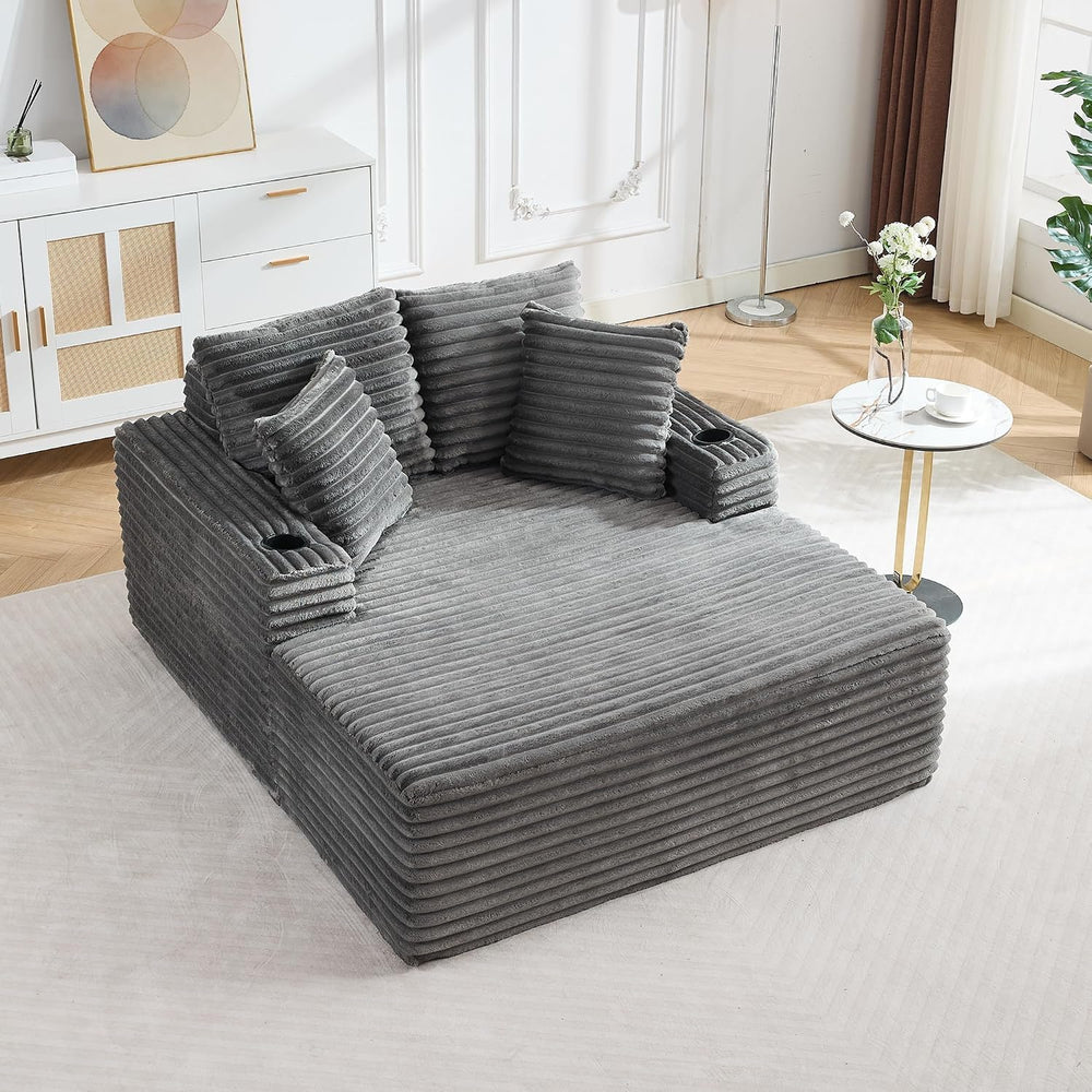 GarveeHome 64in Oversized Corduroy Fabric Bone-Free Sofa Bed Cloud Sofa with ...
