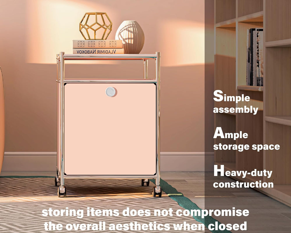 Matte Storage Cart with Flap Door, Large Capacity Storage Cart with Detachabl...