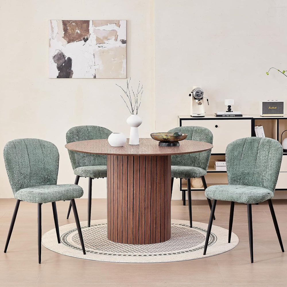Green Chenille Dining Chairs Set of 4 Accent Chair for Kitchen | Modern Uphol...