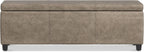 SIMPLIHOME Avalon Storage Ottoman Bench - 48" Wide x 16" High Upholstered Vegan Leather Rectangular Lift-Top Ottoman in Distressed Smoky Grey Brown, Transitional Storage Bench with High-Density Foam