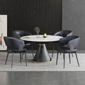 Modern Dining Chairs Set of 4, Faux Leather Upholstered Kitchen Chairs with Curved Back and Metal Legs, Mid Century Chairs for Dining Room, Kitchen, or Café (Black)