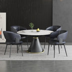 Modern Dining Chairs Set of 4, Faux Leather Upholstered Kitchen Chairs with Curved Back and Metal Legs, Mid Century Chairs for Dining Room, Kitchen, or Café (Black)