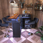 GDLF L-Shaped Home Bar Cabinet with Fridge Space, Oversized Basement Bar | Basement & Man Cave Bar, Seats 5+ Guests, Premium Wood-Grain Finish, Sculpted Edge Details, Fridge Space & Wine Storage