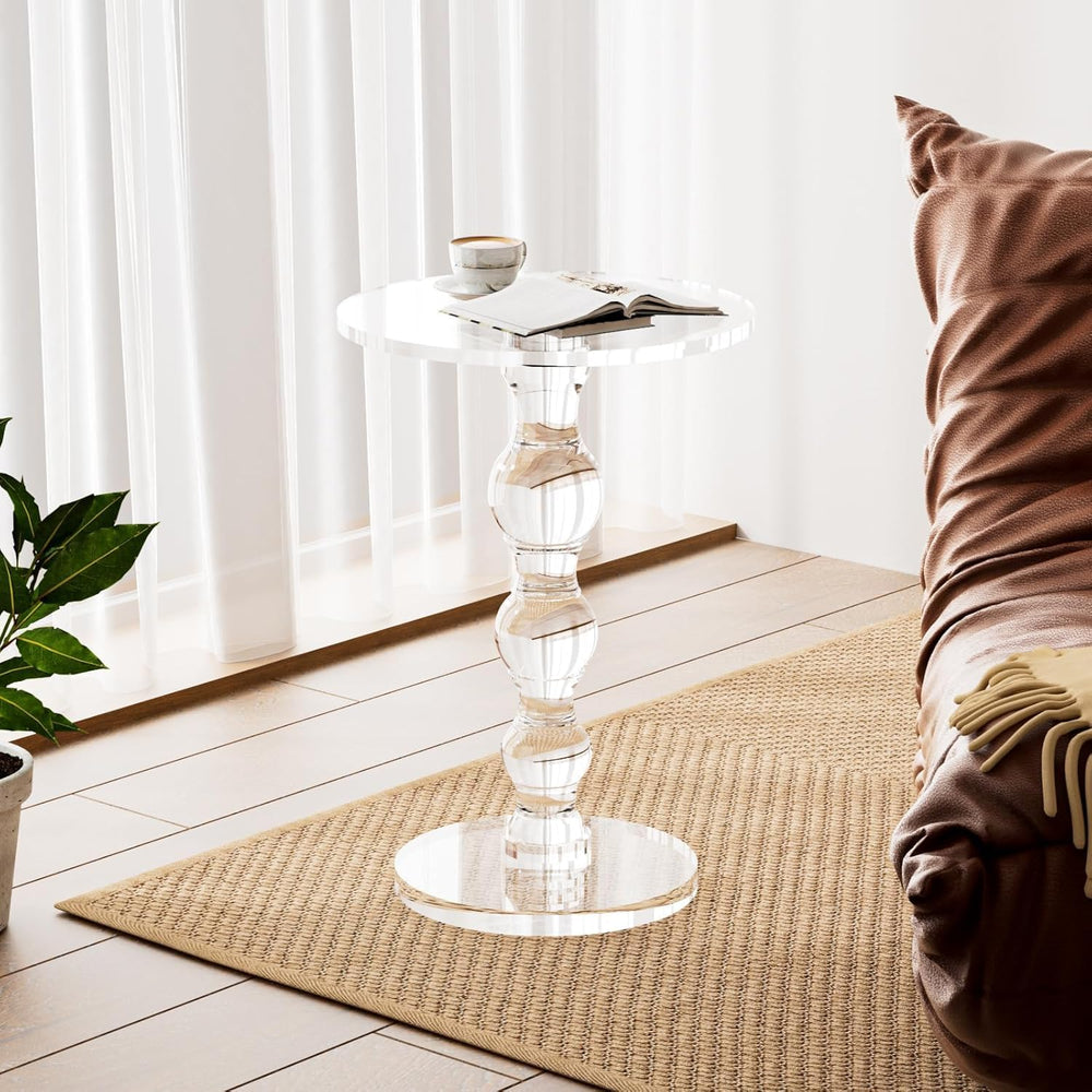 Acrylic Side Table, Acrylic End Table,Clear Round Side/End Table with Support...