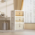 312 QT / 78 Gal Large Foldable Stackable Plastic Storage Cabinet with Double Magnetic Doors, Leather Handles & 4 Wheels - Organize Home, Office, Closet
