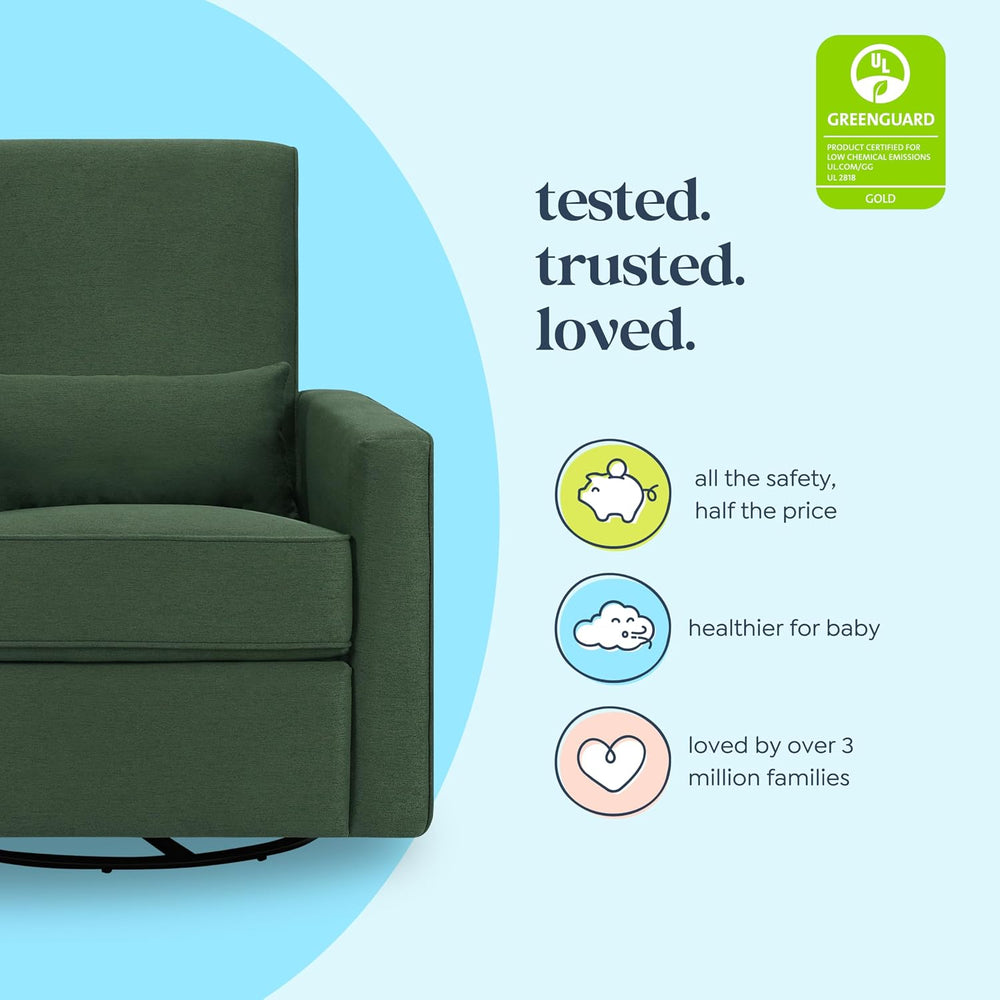 Davinci Piper Upholstered Recliner and Swivel Glider in Pine Green, Greenguar...