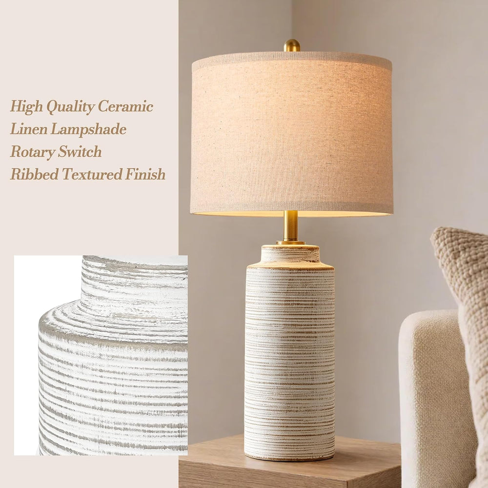 PARTPHONER 27" Vintage Ceramic Table Lamp Set of 2, Farmhouse Bedside La...