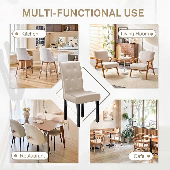Furmax Ergonomic Dining Chairs Set of 4, PU Leather Dinning Room Chairs, Butt...