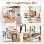 Furmax Ergonomic Dining Chairs Set of 2, PU Leather Dinning Room Chairs, Button Tufted Kitchen Chairs with Adjustable Wood Legs for Kitchen Living Room (Leather Beige, 2)