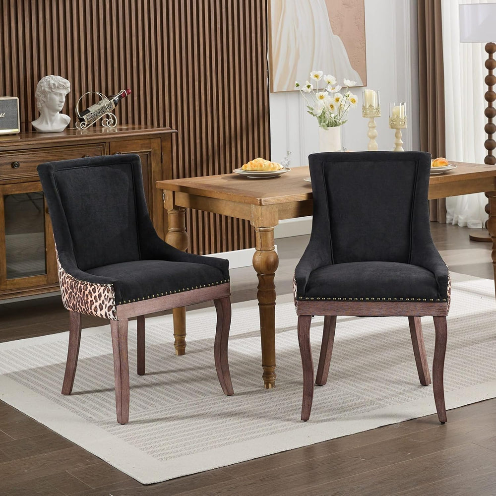 LKTART Upholstered Dining Chairs Set of 2, Solid Wood Kitchen Dining Room Cha...