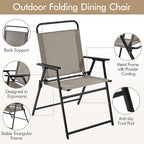 Yaheetech Outdoor Patio Chairs Set of 4, Folding Patio Chairs with Metal Frame, Armrests, Portable Dining Chairs for Camping, Lawn, Garden and Porch, Brown