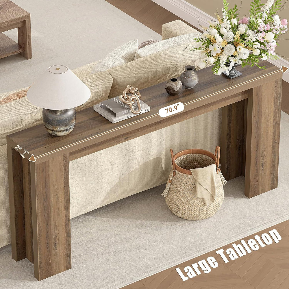 karlott 70.9" Long Console Table, Farmhouse Entryway Table, Fulton Pine ...