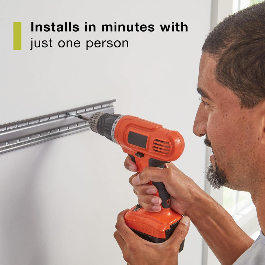 Rubbermaid 20-Piece FastTrack Garage Wall-Mounted Storage Kit 5 Rails and 15 Hooks for Home/House/Tool/Sports/Utility Purposes