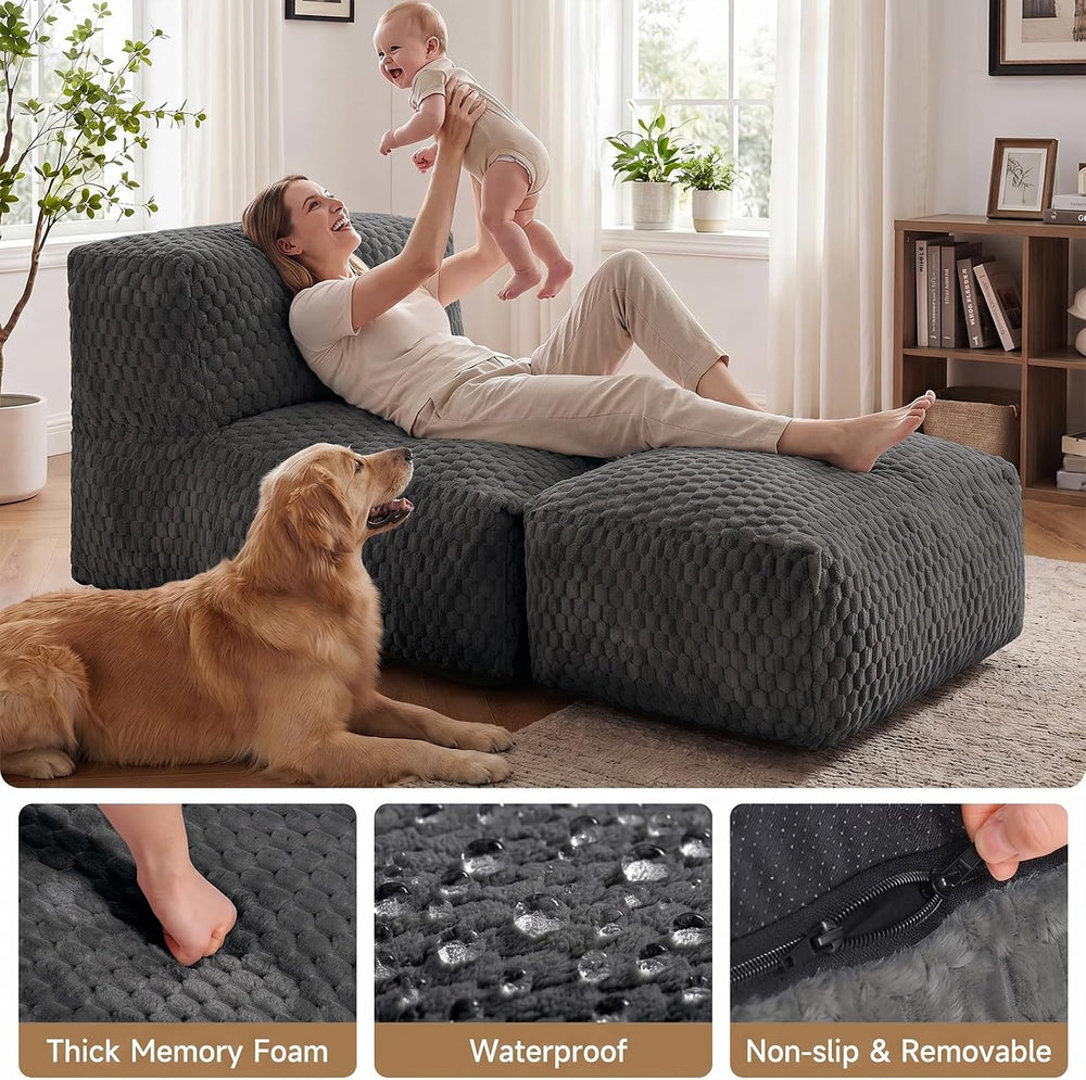 Bean Bag Chair for Adults, Plush Beanbag Sofa Couch with Memory Foam Filler, ...