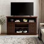 TV Cabinet for 65" TV: Tall Drawer-Like TV Stand | Rustic Farmhouse Media Entertainment Center with Storage Console and Adjustable Shelves for Living Room - Espresso