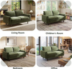 68" Loveseat Sofa, Comfy Chenille Fabric Couches for Living Room with Spring Cushion and Solid Wood Frame, Modern Deep Seat Couch for Bedroom, Apartment, Office, Easy Assembly,Green
