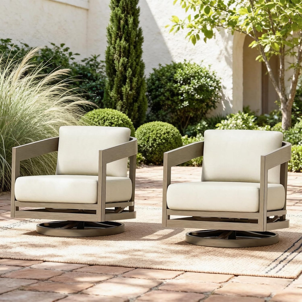 PEAK HOME FURNISHINGS Outdoor Aluminum Patio Swivel Lounge Chairs, Set of 2