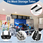 Overhead Garage Storage Rack, Heavy Duty Ceiling Storage Rack, 17 Inch Adjustable Overhead Tote Storage Rail System, 8 Sets for 7 Bins