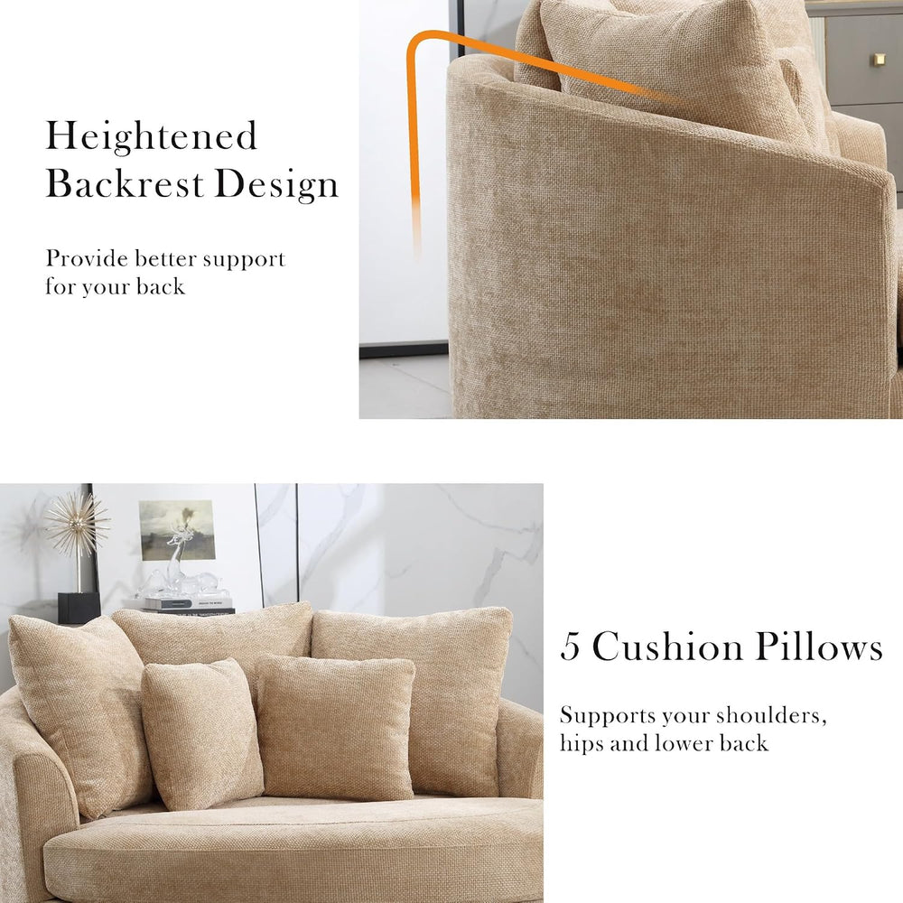 Aoiy & Wifon 59.8" W Oversized Barrel Chairs, Round Accent Chair wit...