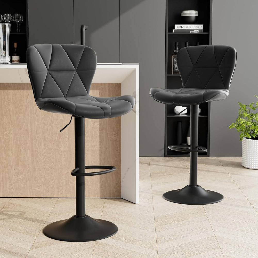 Bar Stools,Adjustable Swivel Barstools, Faux Leather Bar Chairs,Upholstered C...