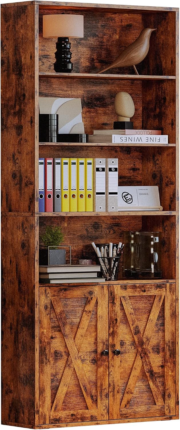 IRONCK Industrial Bookshelves and Bookcases with Doors Floor Standing 6 Shelf...
