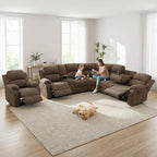Manual Recliner Sectional Sofa Set, Corduroy L-Shaped Living Room Furniture Sets, Reclining Sectional Corner Couch and Recliner Chair Set for Home Office (Peanut, Sectional + Chair)