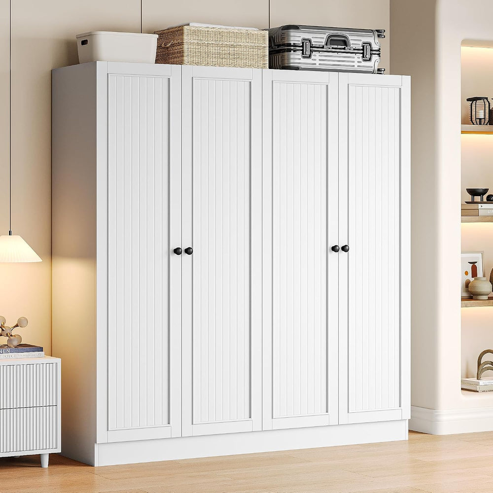 iPormis 4 Doors Armoire Wardrobe Closet with 2 Drawers, 63" Large Wardro...