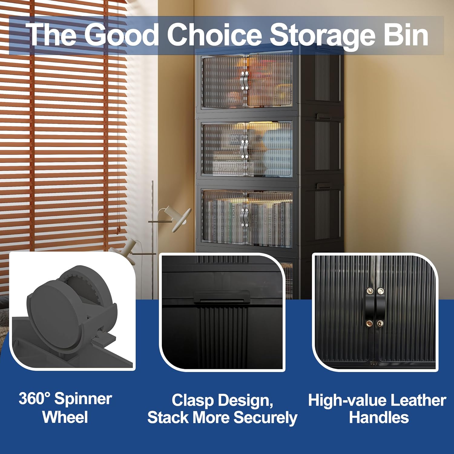 SAILUN 109Gal/434Qt Stackable Storage Bins Folding Collapsible Storage Bins with Lid, Closet Organizers and Storage